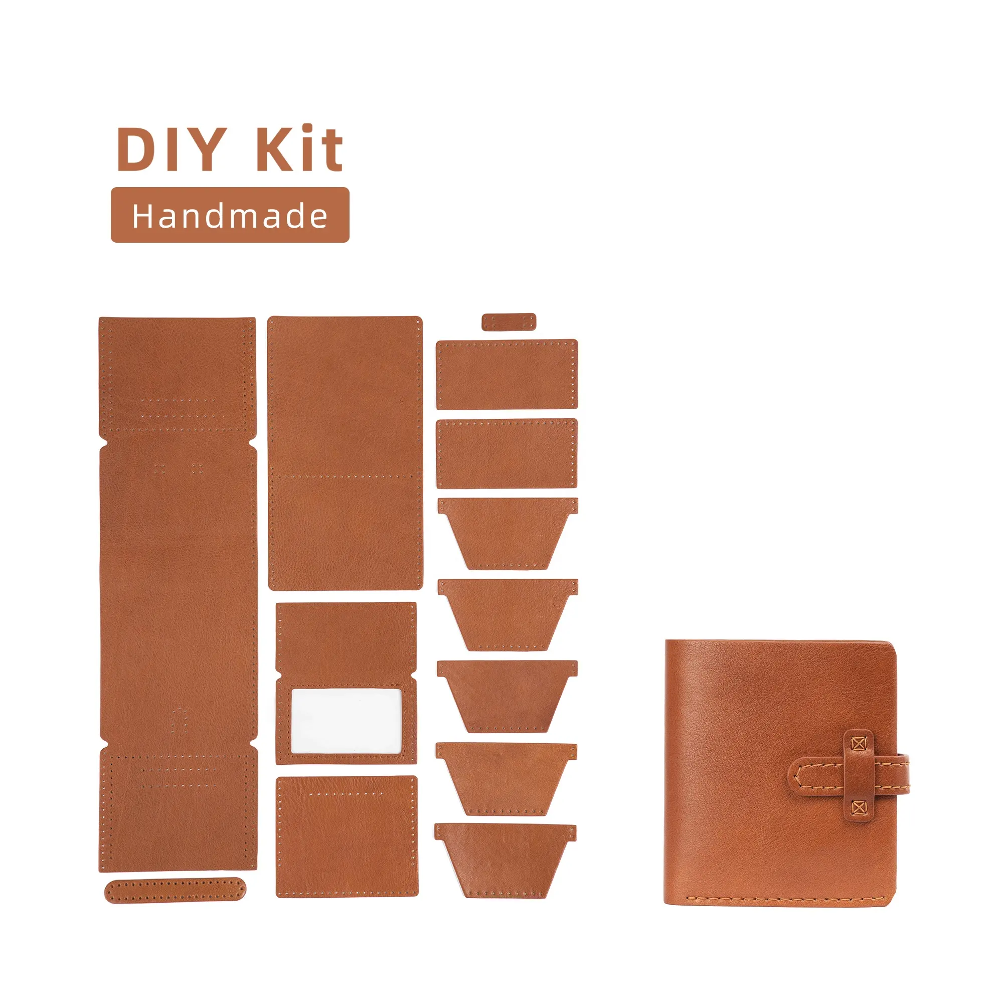 Diy leather bag making kit Hand sewn Purse Hot Selling Short Card Holder Minimalist men Wallet Fashion leather wallet
