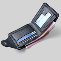 Portefeuille décontracté pour homme avec porte-cartes multiples, pince à billets courte et porte-monnaie, double rangée de cartes, doublure en polyester, vente en gros