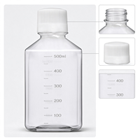 Botol Reagen Plastik PC Transparan 500ml Persegi Anti Bocor Wadah Penyimpanan Bahan Kimia Laboratorium