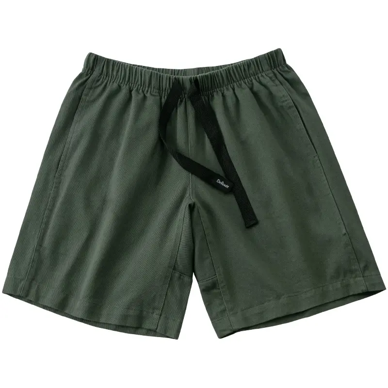 2023 manufacturers hot new cotton shorts drawstring elastic waist fit shorts army green men's summer casual cotton twill shorts