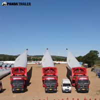 Semi Trailer Flatbed Baja Ekstensibel 30m-70m, Pengangkut Bilah Angin dengan Bolster Berputar untuk Perlindungan Bilah, Tugas Berat >80T