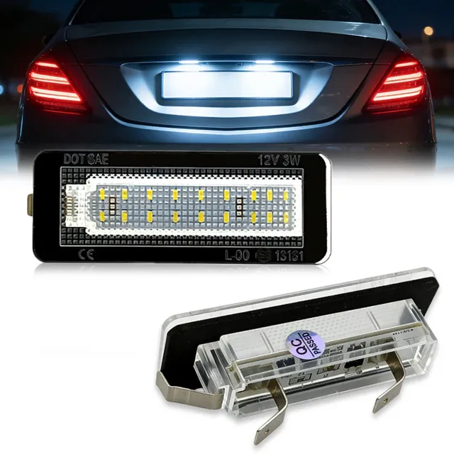 2Pcs Car LED License Plate Tag Lamp for Benz Smart Fortwo Coupe Convertible 450 451 W450 W453 LED License Plate Light