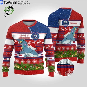 Suéteres de punto transpirables antiarrugas personalizados para hombre para invierno Navidad Santa Whale Samoa Christmas Ugly Xmas Jumper - Product Image 1