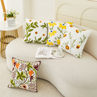 Housse de coussin carrée personnalisable, amovible et lavable, en toile brodée de style américain, pour canapé et salon