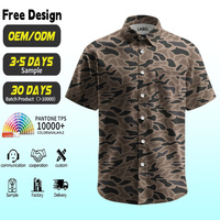 Herenshirt met vintage eenden camouflageprint, korte mouwen, UPF 50, sneldrogend, 4-weg stretch, bescherming tegen de zon, geschikt voor jagen, wandelen en buitenactiviteiten