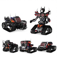 Set Blok Bangunan Robot Pemrograman Remote Control 5-in-1 Black Qin Tianzhu MOC, Mainan Puzzle Model Plastik ABS yang Dapat Disesuaikan