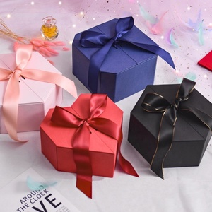 double door luxury gift box packaging pink red heart shape gift boxes for wedding or valentines day rose bouquet for retail