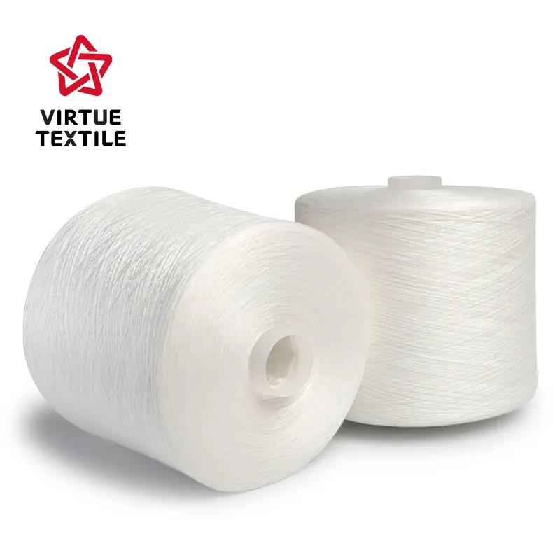 Tex 24 50/2 chine 100% Polyester fil à coudre blanc brut fabricant 1.25 kg/pc pour teinture