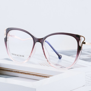 Monture de lunettes œil-de-chat Tr90 54-18-140 anti-lumière bleue pour femme avec design anneau et pont moyen - Product Image 3