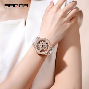 นาฬิกาคู่ควอตซ์มินิมอล Sanda 7056 รุ่นขายดี ประดับเพชร หน้าปัดลายท้องฟ้าหมุนได้ สำหรับผู้ชายและผู้หญิง - Product Image 5