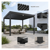 Pérgola Bioclimática Moderna para Patio Exterior, Motorizada, con Sensor de Lluvia, Gazebo para Jardín