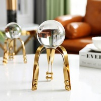 Décoration de maison de luxe, boule de cristal avec support en fer, grande taille pour salle à manger/salon
