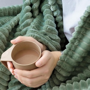 Ấm áp thoải mái sang trọng <span class=keywords><strong>Jacquard</strong></span> <span class=keywords><strong>s</strong></span>ọc flannel lông cừu ném chăn đôi giường bán buôn - Product Image 5