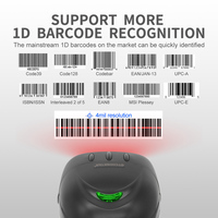 GTCODESTAR Escáner de código de barras de mano Lector de código de barras USB con cable con soporte Escáner de código de barras 1D para escaneo de código de barras láser de almacén
