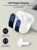 Écouteurs sans fil TWS S56 ENC à réduction de bruit avec affichage LED de la puissance, son stéréo Hi-Fi 13 mm, écouteurs intra-auriculaires compatibles avec logo OEM personnalisé