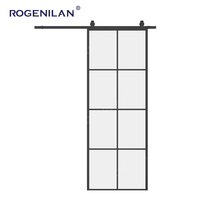 Porte coulissante intérieure en verre blanc en aluminium de style français Rogenilan, séparateur de pièce, porte de grange, Puertas Granero