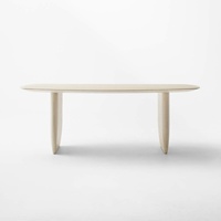 Table à manger en bois de style nordique moderne, meubles de maison, table rectangulaire simple en chêne blanc massif pour 8 personnes