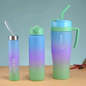 Juego de Botellas de Agua de Plástico 3 en 1, Vaso de 40 oz, Tapa Antiderrames, Pajita, Asa, para Gimnasio, Deportes, Bebida Directa, Ecológico, Apto para Lavavajillas - Product Image 4