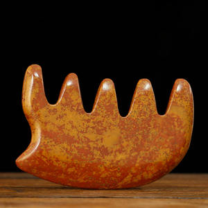 Menghaluskan perawatan kesehatan kecantikan sisir pijat batu Bian merah alami pemijat kepala alat pijat kulit kepala sisir Gua Sha rambut - Product Image 6