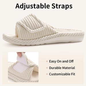 <span class=keywords><strong>Ciabatte</strong></span> <span class=keywords><strong>ortopediche</strong></span> da donna con punta aperta e supporto <span class=keywords><strong>plantare</strong></span>, antiscivolo, in velluto a coste, <span class=keywords><strong>per</strong></span> camera da letto e interni, all'ingrosso, MOQ basso, scarpe in stock - Product Image 4