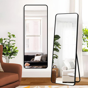 2024 <span class=keywords><strong>espejo</strong></span> de cuerpo completo para el hogar más vendido con soporte esquina redonda dorada Marco de aleación de aluminio <span class=keywords><strong>espejo</strong></span> de piso <span class=keywords><strong>grande</strong></span> - Product Image 1