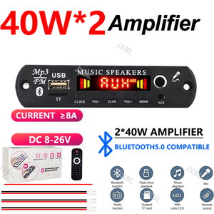 DC 8v-26v 2 * 40w放大器MP3解码器板80W ALAC MP3播放器，适用于5.0 USB模块调频辅助收音机录音扬声器塑料 - Product Image 5