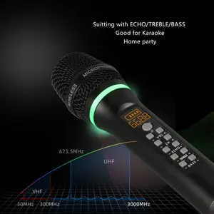 Microfone sem fio bt karaoke com echo treble bass