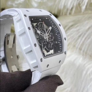 Reloj de Lujo para Hombre, Esqueleto de Cerámica Blanca, Esfera Azul, Automático, Cristal de Zafiro, Deportivo - Product Image 1