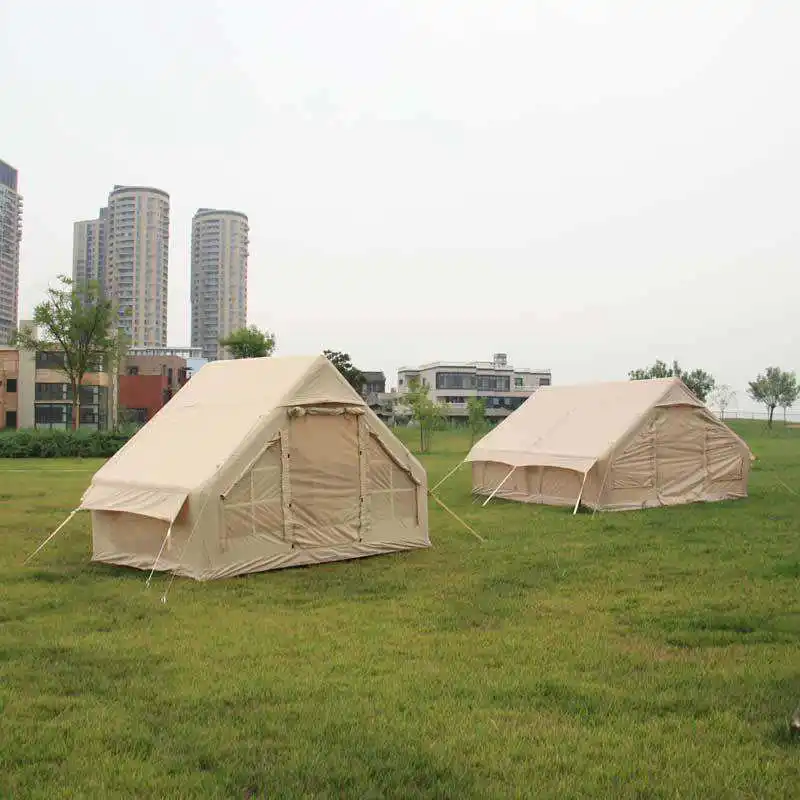 خيمة تخييم فاخرة قابلة للنفخ خيمة محمولة للأسرة للتخييم في الهواء الطلق مساحة كبيرة مقاومة للماء قماش أكسفورد