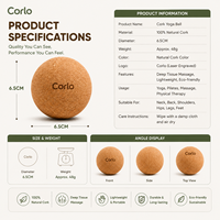 Pelota de Yoga de Corcho para Pilates y Liberación Miofascial, Pelota de Masaje Ecológica para Atletas, Fisioterapia y Ejercicio en Casa