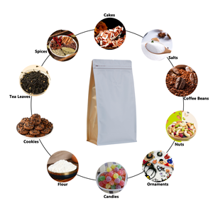 Sac d'emballage pour grains de café, scellé sur 8 côtés, avec valve et fermeture éclair, qualité alimentaire, forte étanchéité, plusieurs formats : 100 g, 250 g, 500 g, 1 kg - Product Image 6