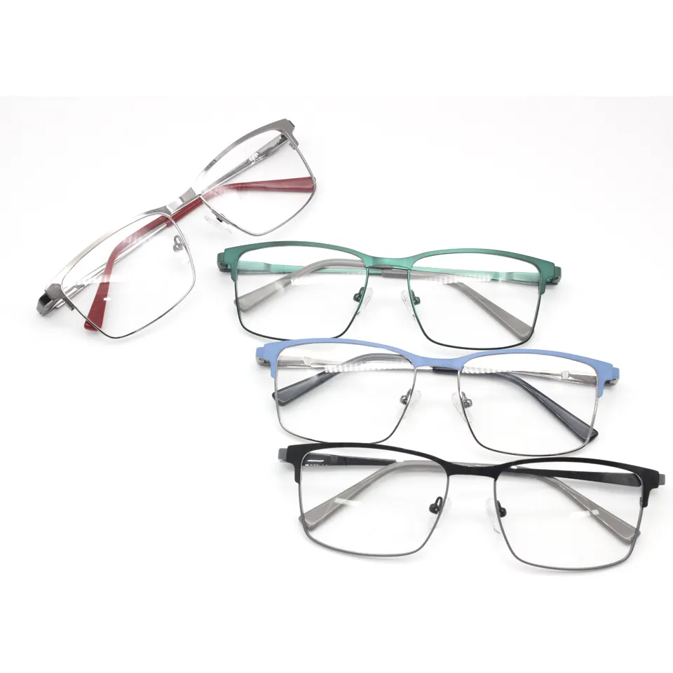 Mode Retro Business Halve Rand Optische Brillen Fancy Optische Metalen Bril Op Sterkte Unisex Leesbril