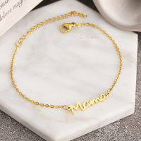 Bracelet Mama en or 18 carats imperméable, minimaliste, délicat, en or et argent, avec chaîne à maillons, lettres Mama, cadeau pour la fête des mères