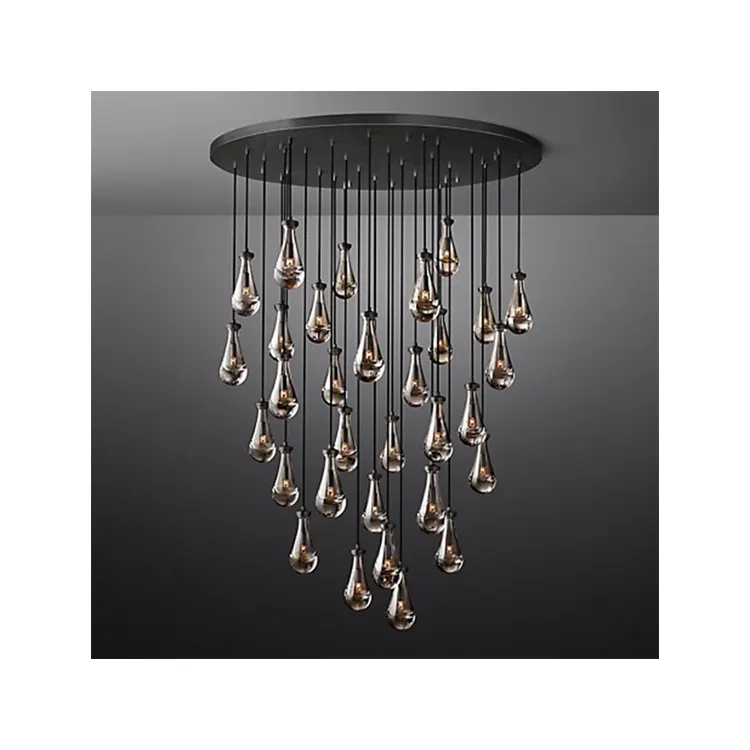 Lustre moderne éclairage suspendu en verre de cristal gouttes de pluie suspension à vendre