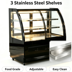 Vitrina Refrigerada <span class=keywords><strong>Curva</strong></span> Antivaho para Postres con Acceso Trasero y Frontal, Estantes de Acero Inoxidable, Equipo de Panadería - Product Image 6