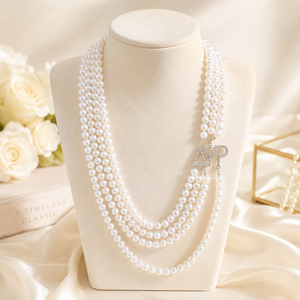 Diseñador <span class=keywords><strong>de</strong></span> <span class=keywords><strong>alta</strong></span> calidad declaración hermandad joyería capas <span class=keywords><strong>de</strong></span> perlas blancas hebras griego Delta Psi Rho Sisterhood collar - Product Image 2
