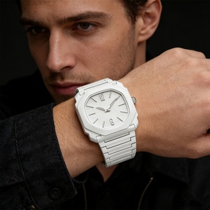 New Trend Fashion Premium White Quartz Watch Plastic Ultra Thin Men's Quartz Watch Top Luxury <b>Gift</b> <b>Box</b> Watch - Product Image 2