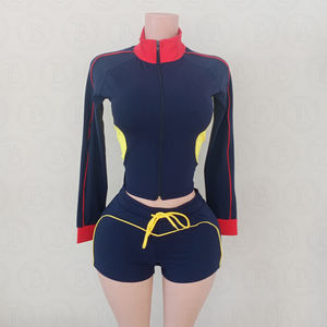 Completo da Palestra Estivo da <span class=keywords><strong>Donna</strong></span> Personalizzato, Set 2 Pezzi Sexy ad Alta Elasticità con Ricami per <span class=keywords><strong>Allenamento</strong></span> e Relax, Pantaloncini e Tuta da Ginnastica - Product Image 5