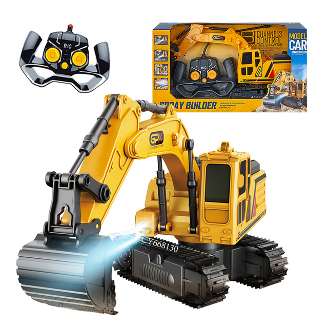Hot Selling 1:18 Remote Control Excavator RC Construction Vehicles Toys Sandbox Digger Toys With Light And Spray For Kids