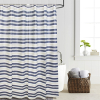 Rideau de douche en PEVA rayé bleu et jaune de style nordique, imperméable, anti-moisissure, épaissi, cloison de salle de bain
