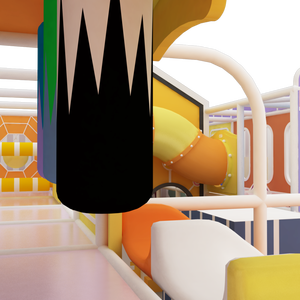 Toboggan d'intérieur coloré avec piscine à balles pour enfants, en matériau PP, design pagode, panneau de bienvenue inclus - Product Image 6