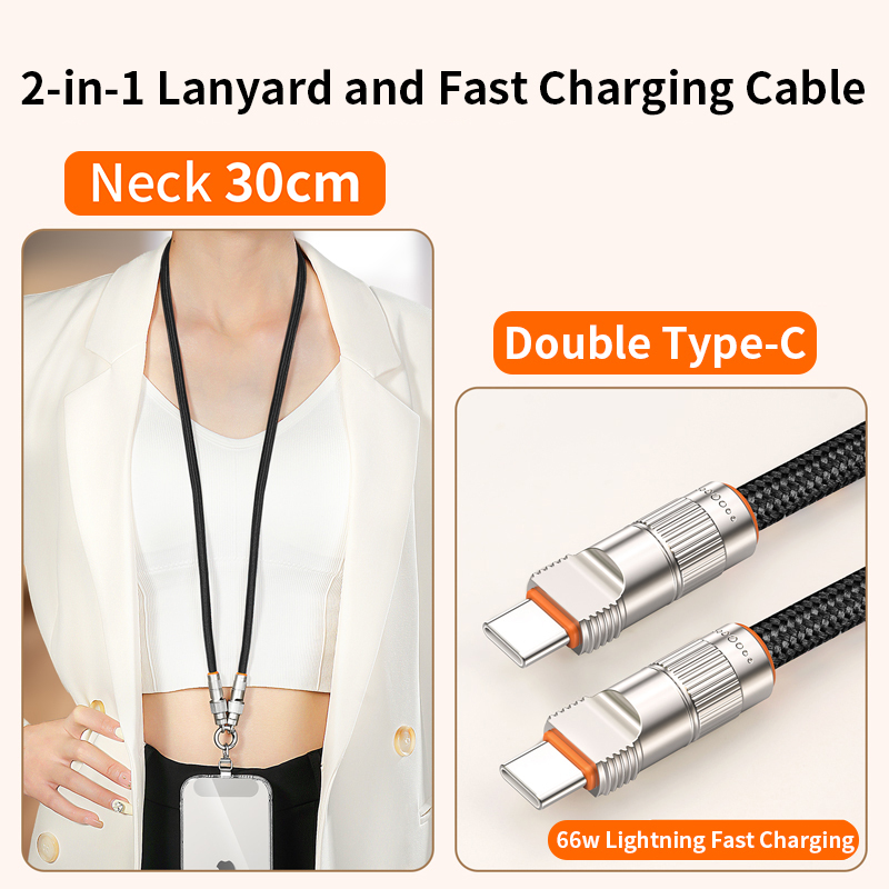 สายคล้องคอ Type-C คู่ สีดำ