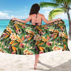 Tahití Sarong Toallas de playa de verano Tortuga Polinesia Plumeria Azul Impresión 3D Sarongs Traje de baño Playa Pareo Traje de baño Envoltura Cubrir - Product Image 4