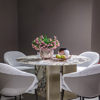 Ensemble de vases en verre soufflé à la main, texture tourbillonnante rose fumée, vase sphérique et plateau à fruits en forme de croissant, Murano, décoration moderne de luxe pour la maison