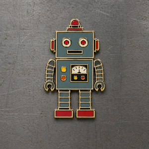 Pins de solapa de metal de alta calidad <span class=keywords><strong>del</strong></span> fabricante, personalizados, con temática de robot retro, insignias mecánicas vintage y de <span class=keywords><strong>guerrero</strong></span> cibernético - Product Image 3