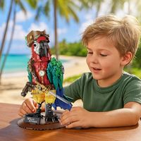 Set de Bloques de Construcción de Plástico Pirata Loro, Modelo 3D DIY, Kit de Manualidades Creativas para Decoración de Escritorio, para Todas las Edades