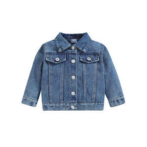Veste en jean courte pour filles, style occidental, avec alphabet, printemps-automne, traitement adoucissant, col rabattu - Product Image 5