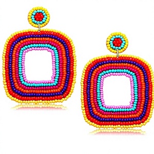 Pendientes de Perlas Geométricas Rojos, Azules y Blancos, Estilo Bohemia, para Mujer, para Fiestas, Bodas, Regalos, Joyería, Accesorio de Moda - Product Image 2