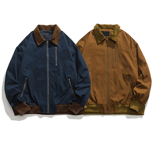 Мужская винтажная куртка оверсайз классического кроя с индивидуальным дизайном, высококачественная, свободная, из вельвета и канваса, с воротником, в стиле рабочей куртки-карго - Product Image 1