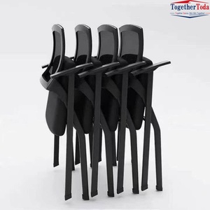 Chaise de bureau pliable en acier avec tablette d'écriture amovible, noire, ergonomique, pour réunions et formations - Product Image 6